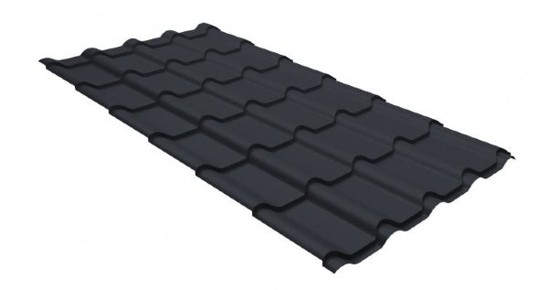 Металлочерепица камея GL 0,5 GreenCoat Pural matt RR 23 темно-серый (RAL 7024 мокрый асфальт) купить в Валдае