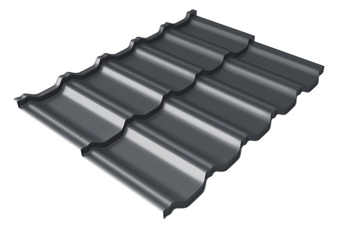 Металлочерепица модульная Квинта Uno Grand Line c 3D резом 0,5 Rooftop Matte RAL 7024 мокрый асфальт купить в Валдае
