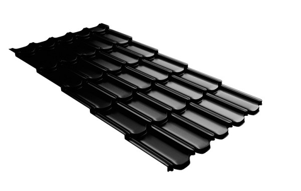 Металлочерепица квинта плюс с 3D резом 0,5 GreenСoat Pural Matt RR 33 черный (RAL 9005 черный) купить в Валдае