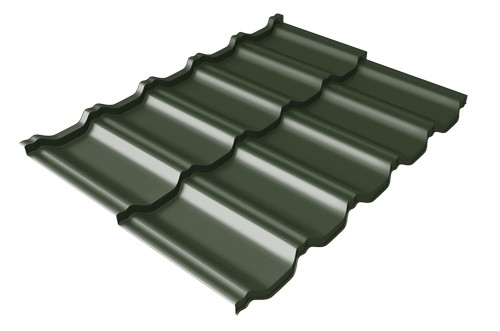 Металлочерепица модульная Квинта Uno Grand Line c 3D резом 0,5 GreenСoat Pural Matt RR 11 темно-зеленый (RAL 6020 хромовая зелень) купить в Валдае