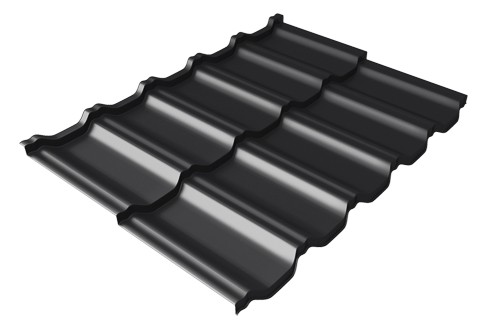 Металлочерепица модульная Квинта Uno Grand Line c 3D резом 0,5 Satin Мatt RAL 9005 черный купить в Валдае