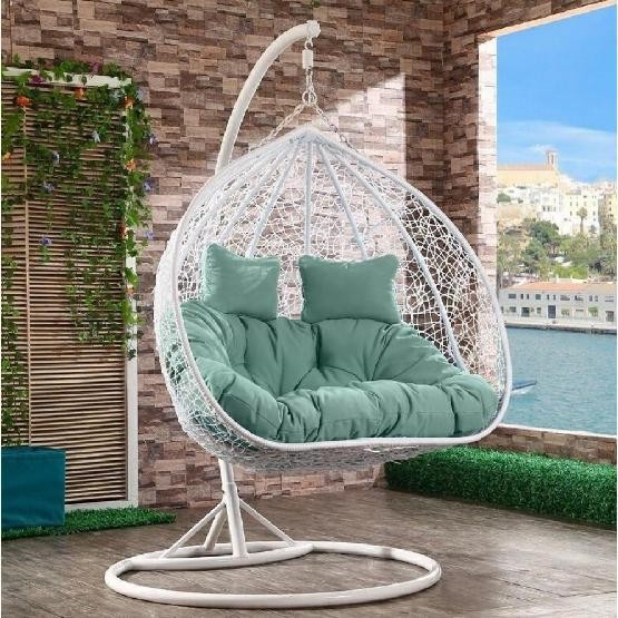 Кресло Подвесное из искусственного ротанга AFM-109A White/Green купить в Валдае