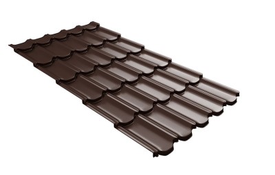 Металлочерепица квинта плюс с 3D резом 0,5 Satin RAL 8017 шоколад