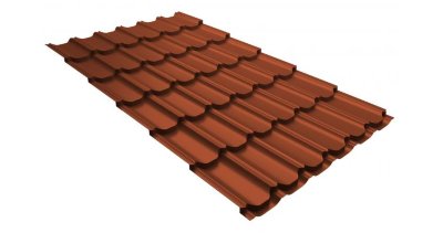 Металлочерепица квинта плюс 0,5 GreenCoat Pural RR 750 кирпично-красный (RAL 8004 терракота)